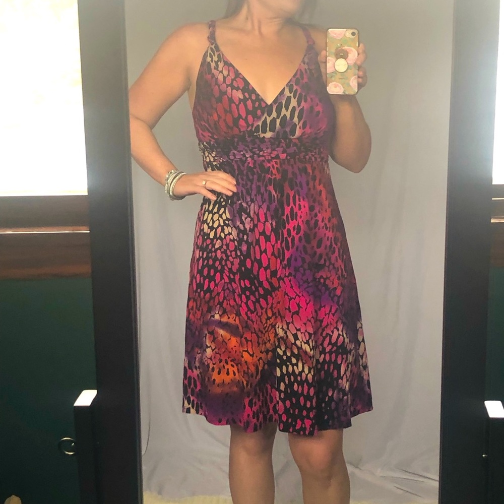 Fashion Bug M pink leopard print dress NWT